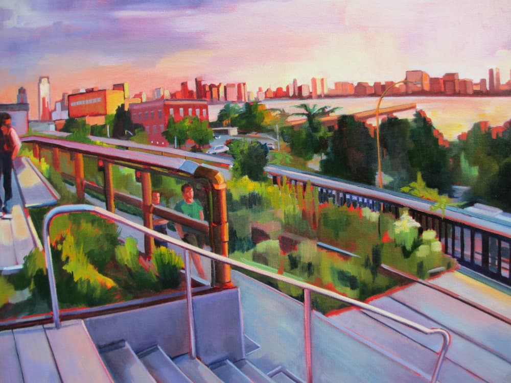 Urban Park Sunset View by Maxine Shore — canvas wall art