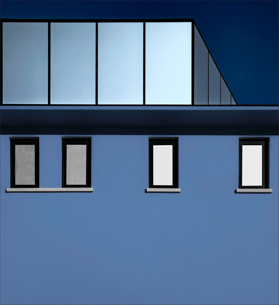 Modern Blue Architecture by Gilbert Claes — canvas wall art