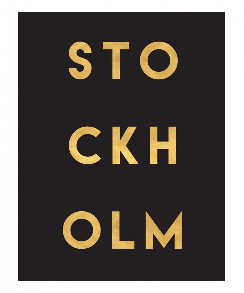 Stockholm Gold Typography by Emiliano Deificus — canvas wall art