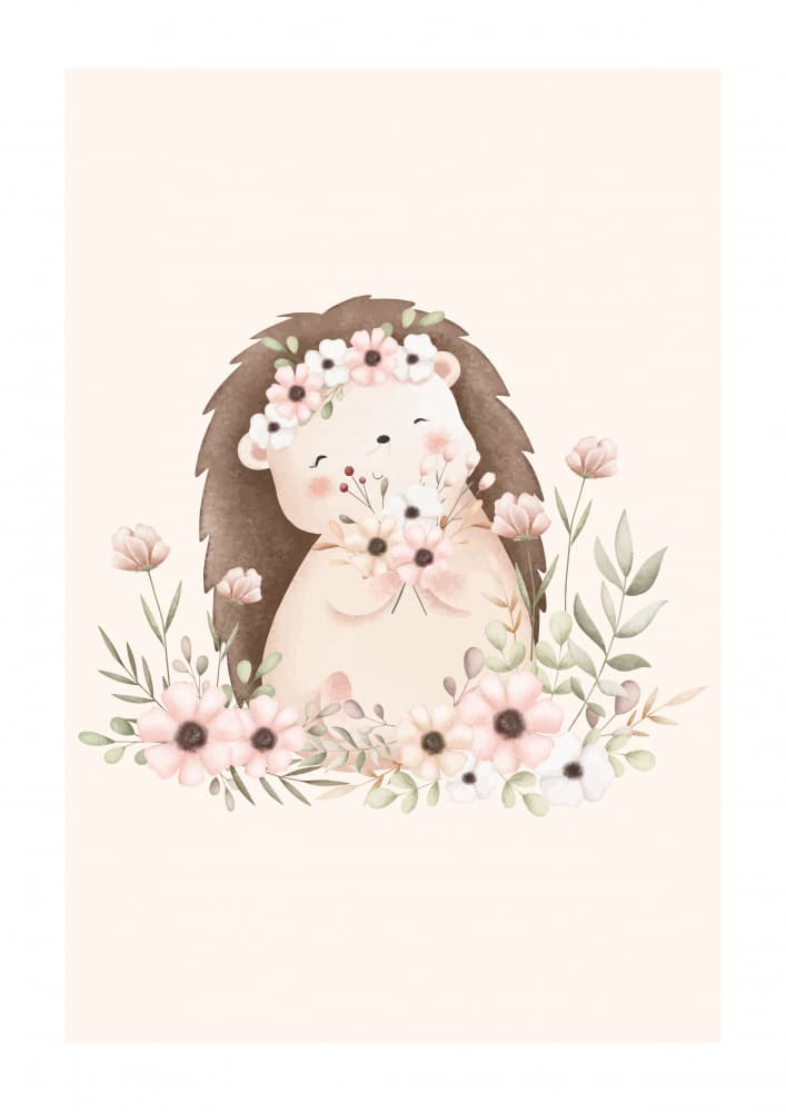 Hedgehog's Floral Crown by Saskia Michele — canvas wall art