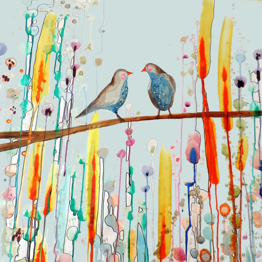 Whimsical Garden Birds by Sylvie Demers — canvas wall art