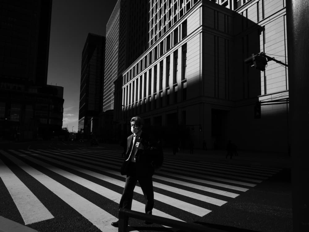 Masked Man Urban Walk by Yasuhiro Takachi — canvas wall art