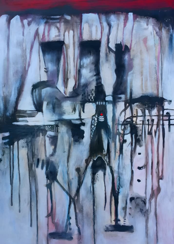 Abstract Figures Red Dot by Nico Phooko — canvas wall art