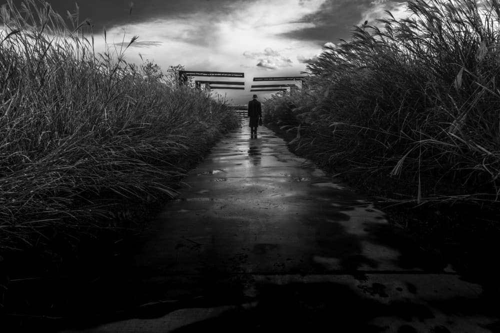 Lone Figure Dark Path by Ramiz Sahin — canvas wall art