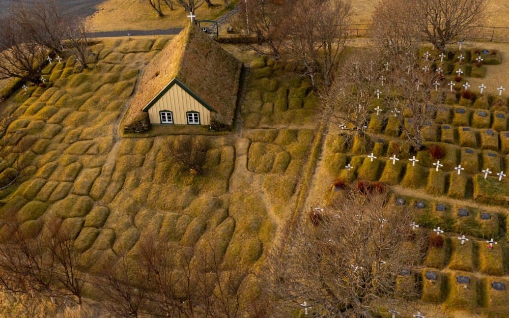 Icelandic Turf Church Graveyard by Chris Coenders — canvas wall art