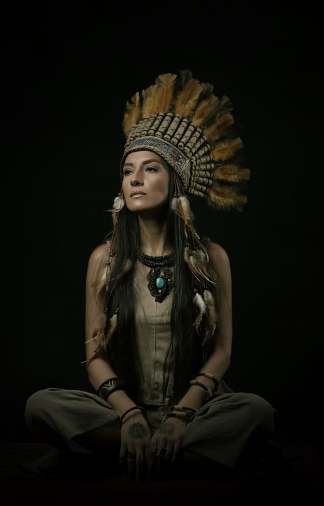 Serene Headdress Portrait by Moein Hasheminasab — canvas wall art