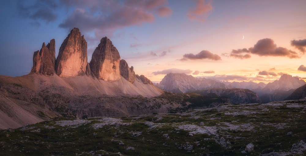 Three Peaks Sunset Glow by Daniel Gastager — canvas wall art