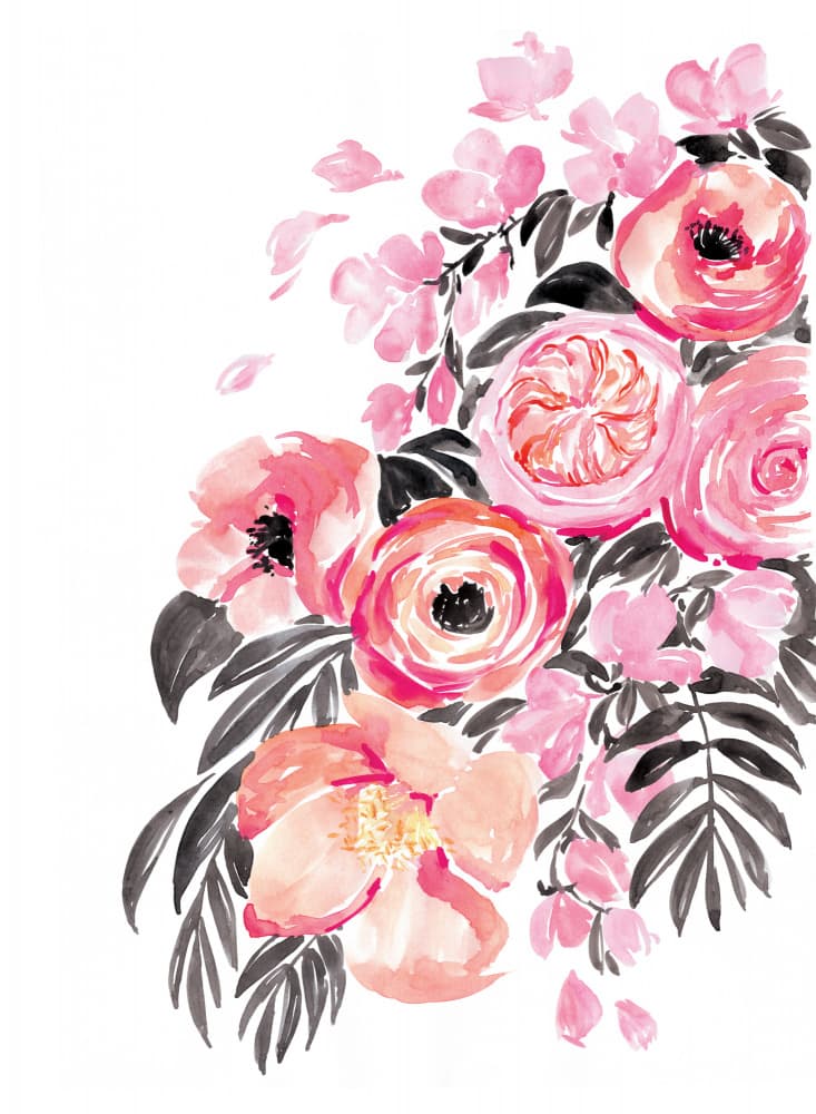 Blushing Petal Bouquet by Rosana Laiz Blursbyai — canvas wall art