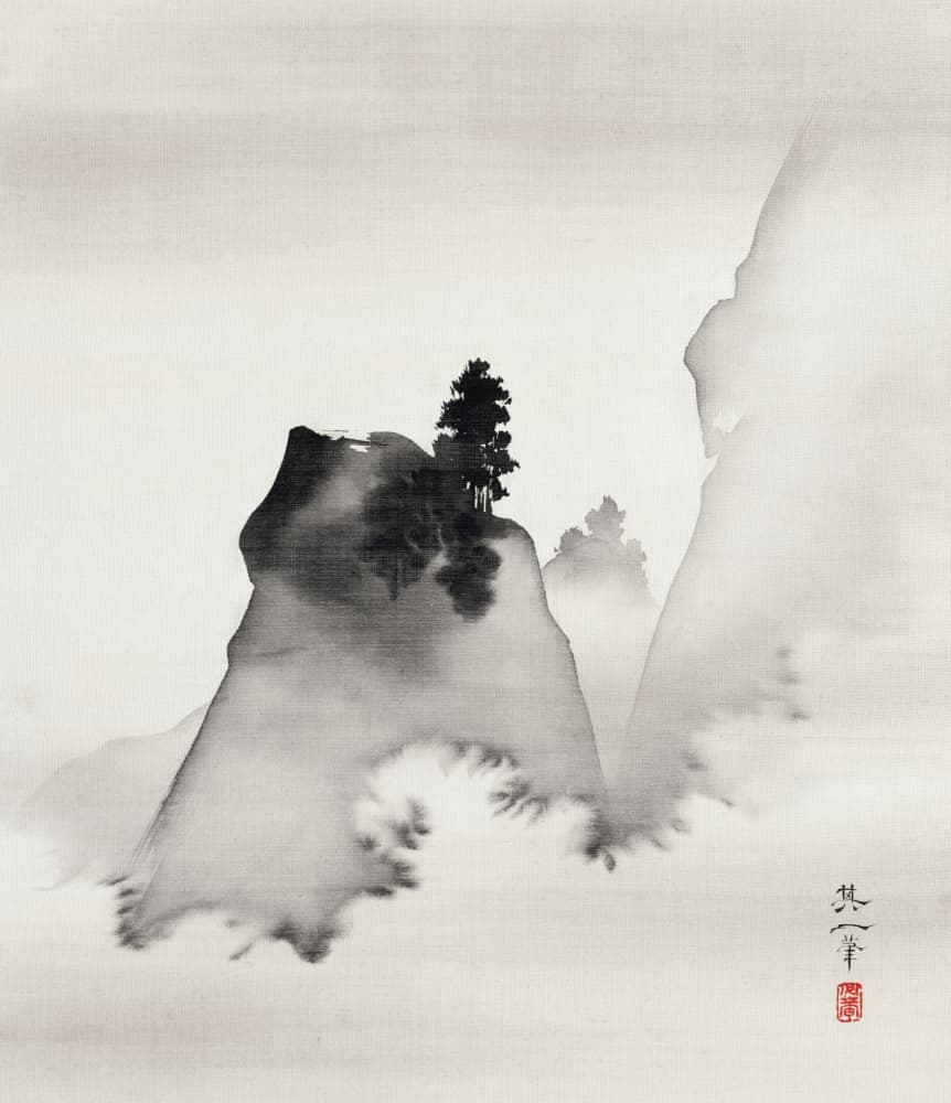 Mountains (right From the Triptych Three Evening Scenes) (19th Century) by Suzuki Kiitsu — canvas wall art