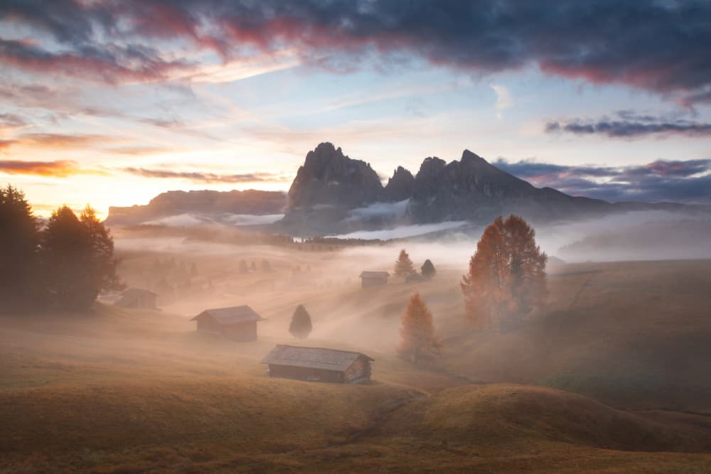 Misty Mountain Sunrise by Lazar Ioan Ovidiu — canvas wall art