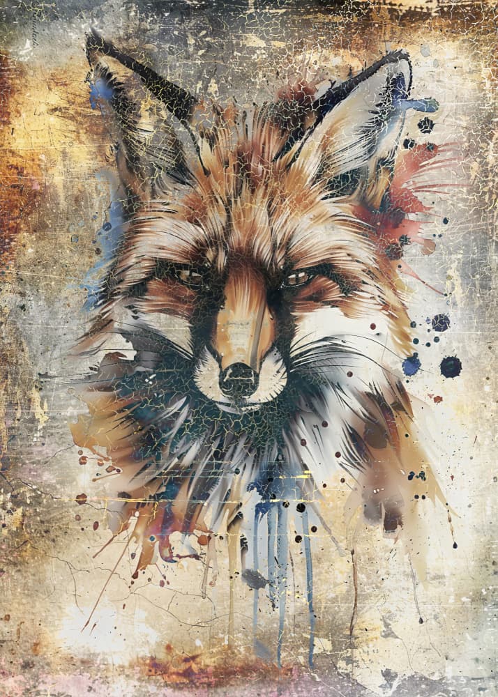 Watercolor Fox Gaze by Rafal Kulik — canvas wall art