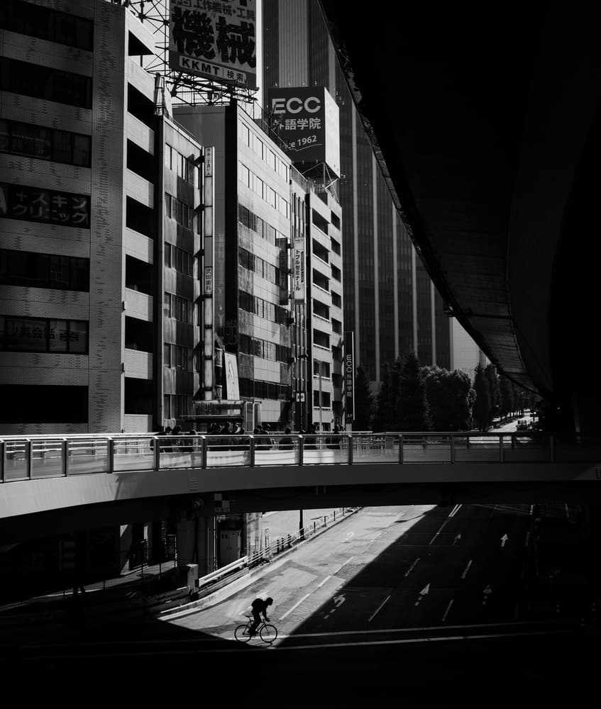 City Cyclist Shadow by Yasuhiro Takachi — canvas wall art