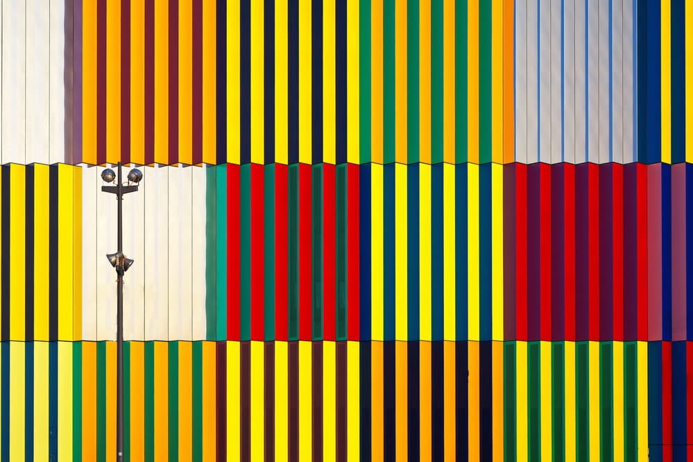Vibrant Striped Facade by Hans Peter Rank — canvas wall art