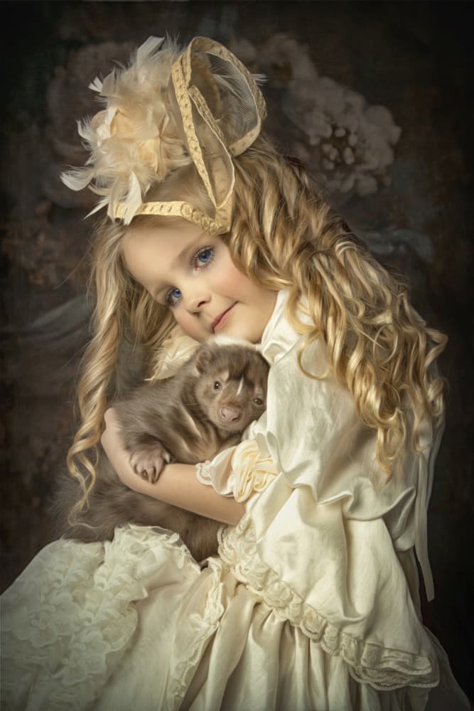 Sweet Girl Puppy Portrait by Carola Kayen-Mouthaan — canvas wall art