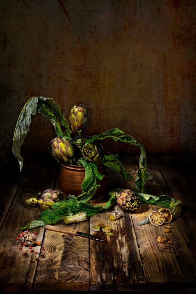 Rustic Artichoke Still Life by Felice Angelino — canvas wall art