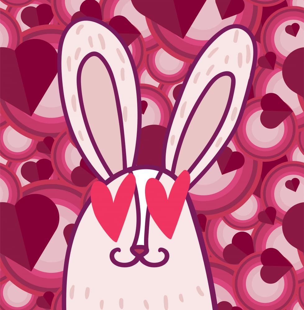 Heart Eyes Rabbit by Marika Barsrsind — canvas wall art