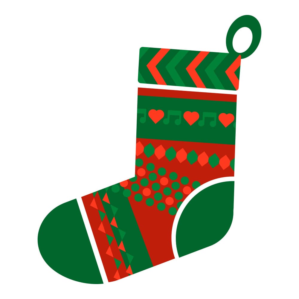 Festive Christmas Stocking by Marika Barsrsind — canvas wall art