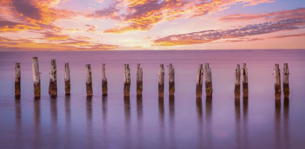Coastal Pier Sunset by Ed Esposito — canvas wall art