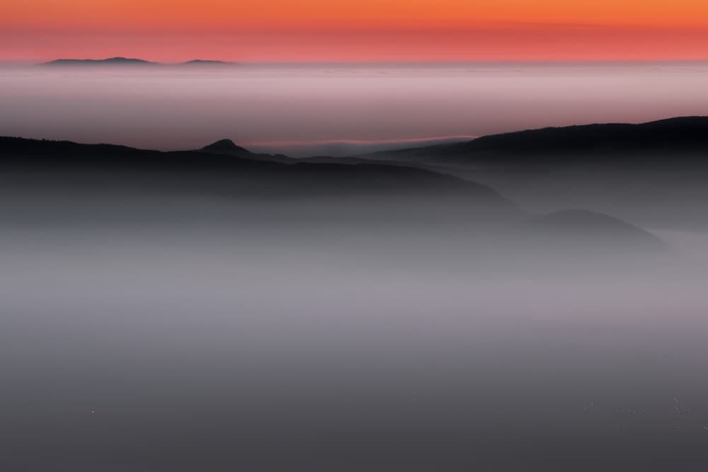 Misty Mountain Sunrise by Dragisa Petrovic — canvas wall art