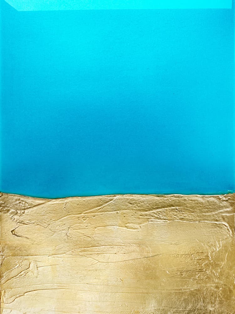 Blue Gold Abstract by Alyson Storms — canvas wall art
