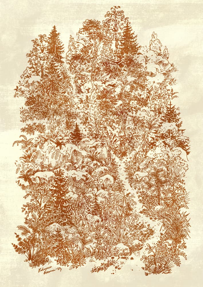 Intricate Forest Drawing by Katariina Kosunen — canvas wall art