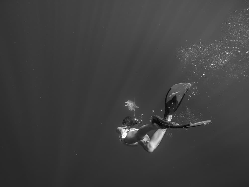 Deep Ocean Freediving Woman by Gloria Salgado Gispert — canvas wall art