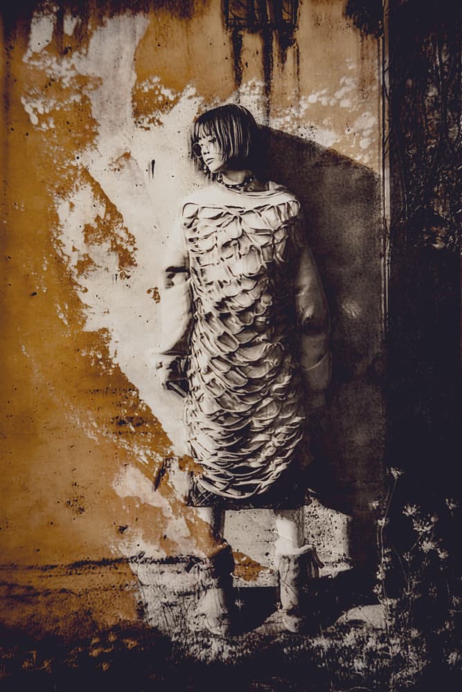 Enigmatic Textured Dress by Kurosaki Sangan — canvas wall art