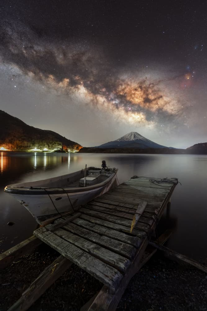 Mount Fuji Starry Lake by HARLOCK — canvas wall art