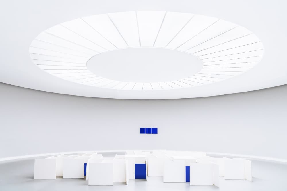Minimalist Blue Geometry by Luc Vangindertael (laGrange) — canvas wall art