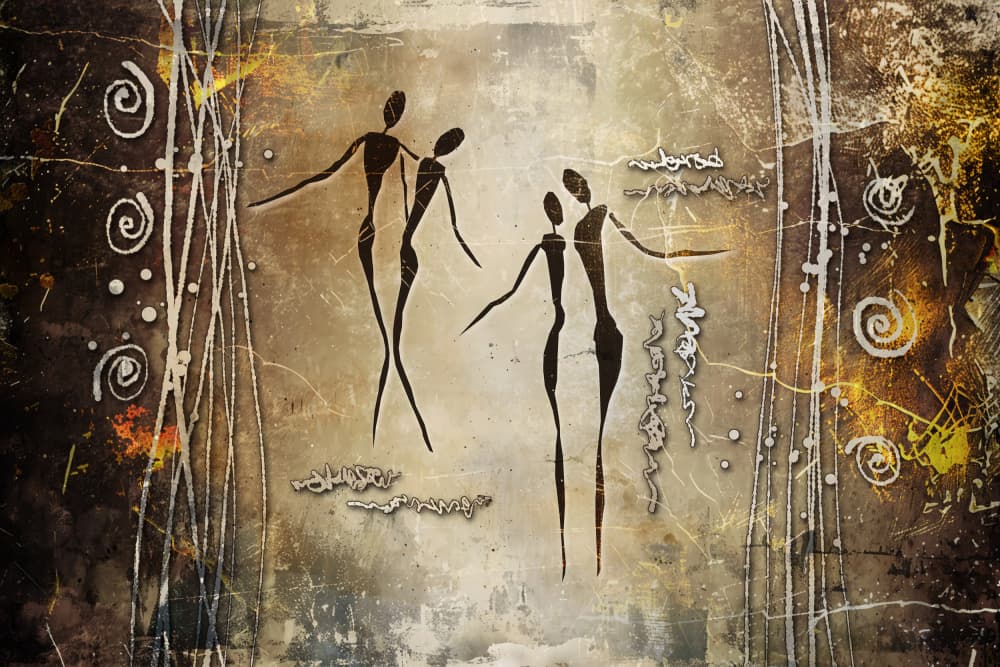 Dancing Tribal Figures by Rafal Kulik — canvas wall art
