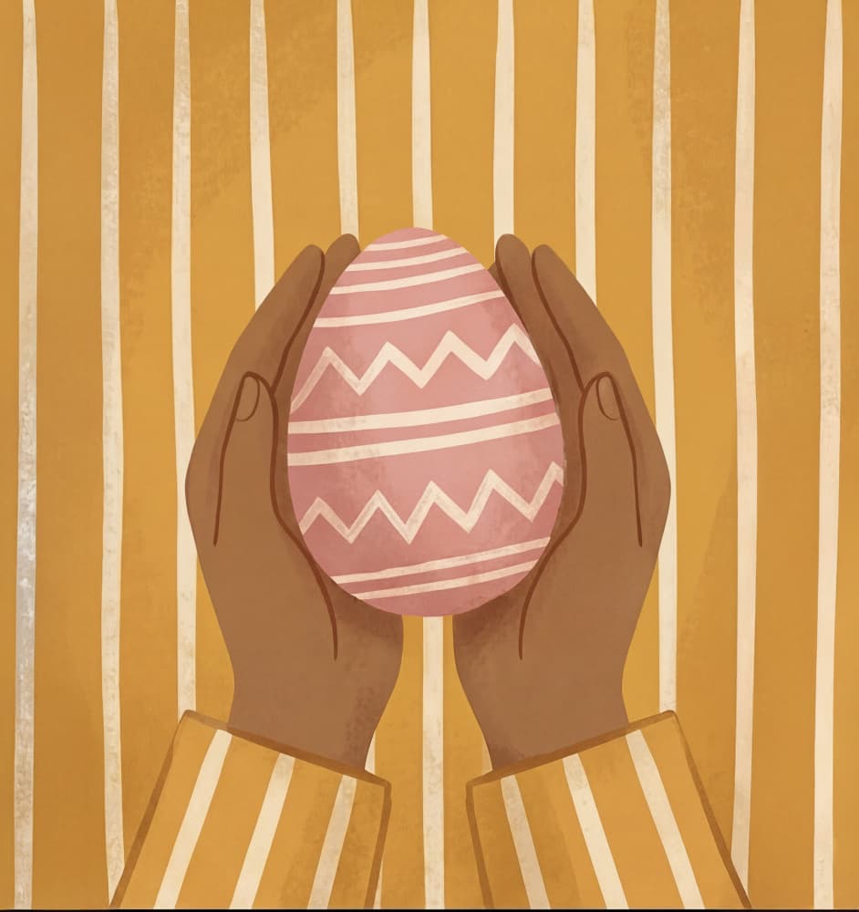 Gentle Hands Hold Easter Egg by Emel Tunaboylu — canvas wall art