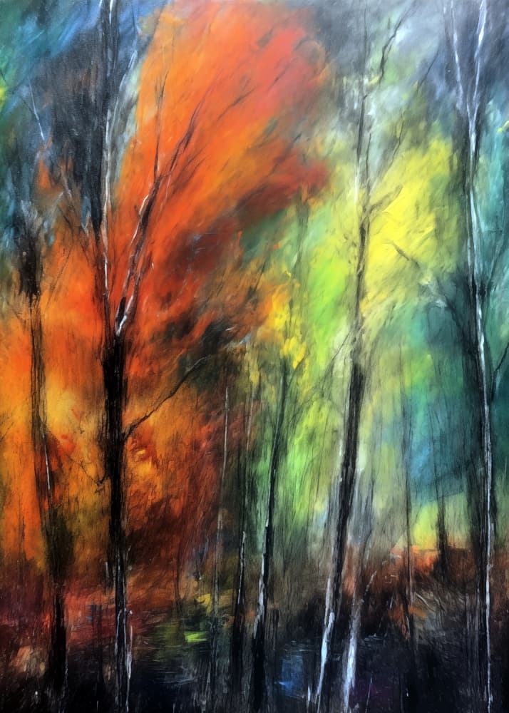 Colorful Autumn Forest by Justyna Jaszke — canvas wall art