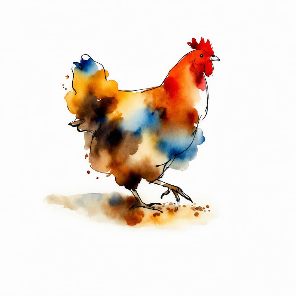Vibrant Watercolor Chicken by Natalie Bruns — canvas wall art