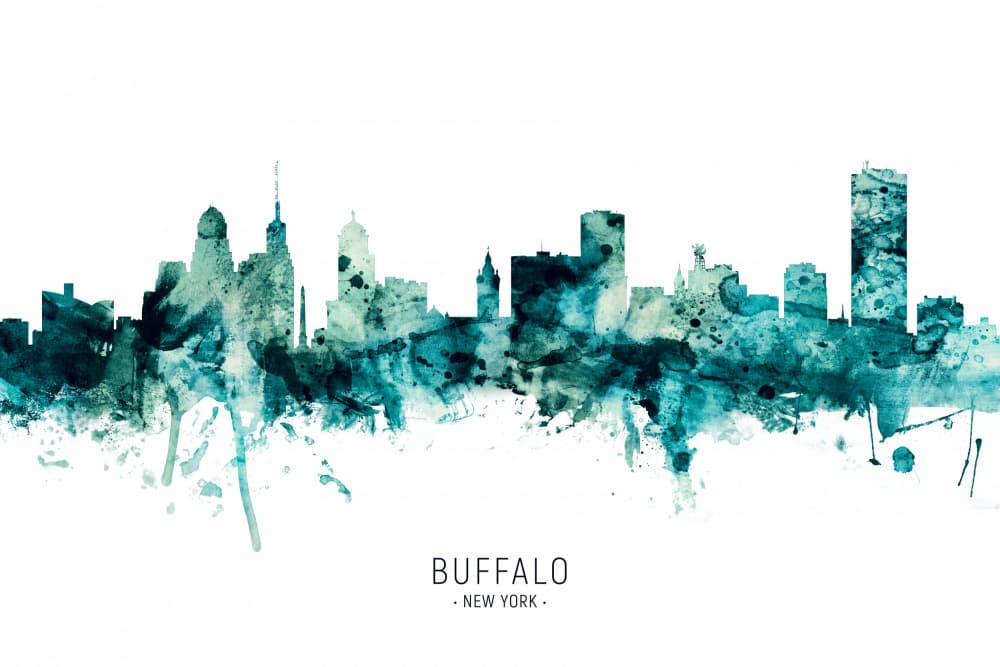 Buffalo New York Skyline by Michael Tompsett — canvas wall art
