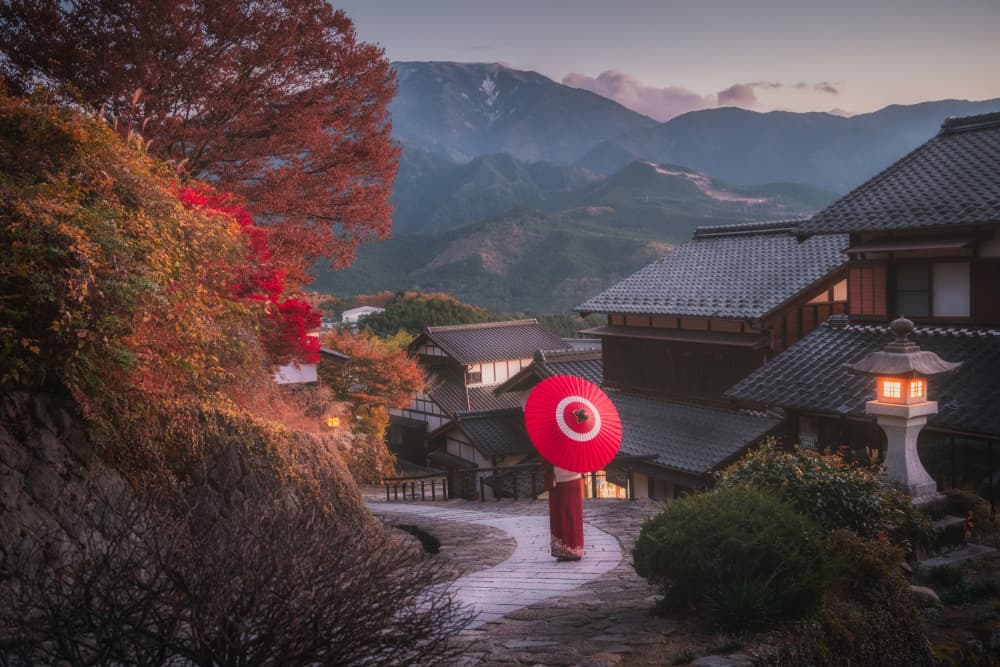 Japanese Village Autumn Path by Vu van quan — canvas wall art