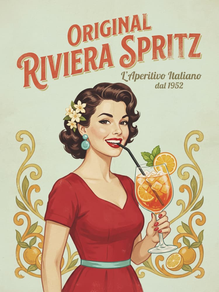 Retro Spritz Lady by Andreas Magnusson — canvas wall art