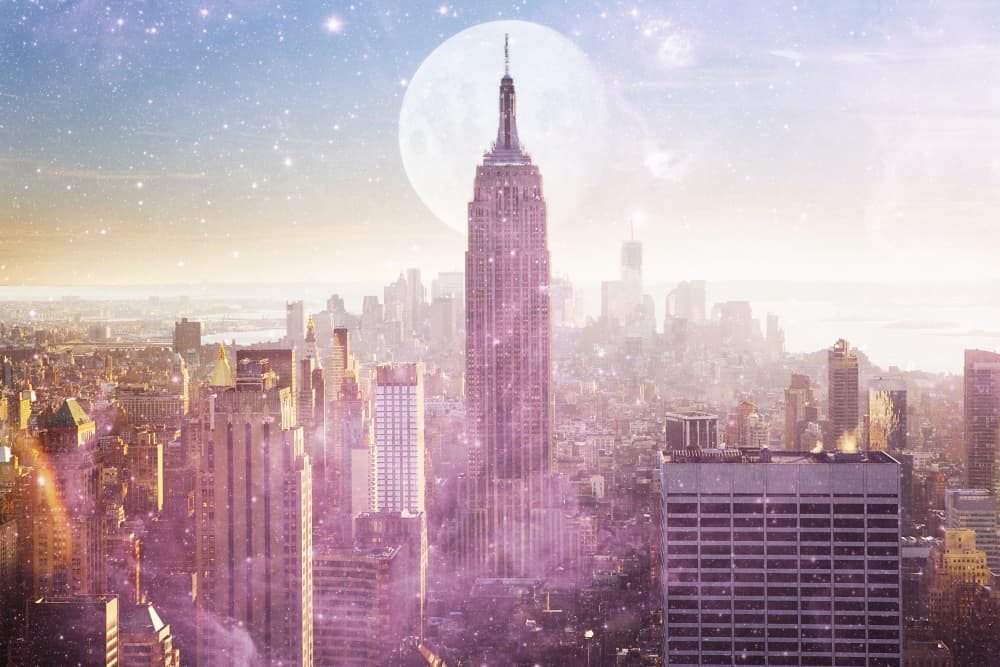 Magical Manhattan Skyline by Emiliano Deificus — canvas wall art