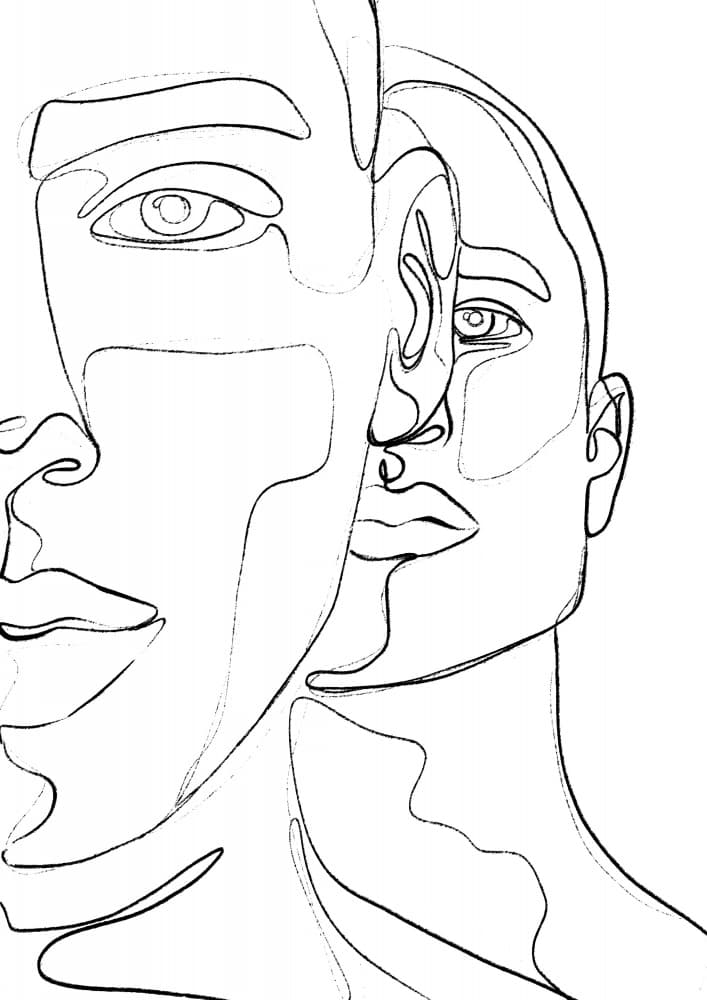 Intertwined Faces by Treechild — canvas wall art