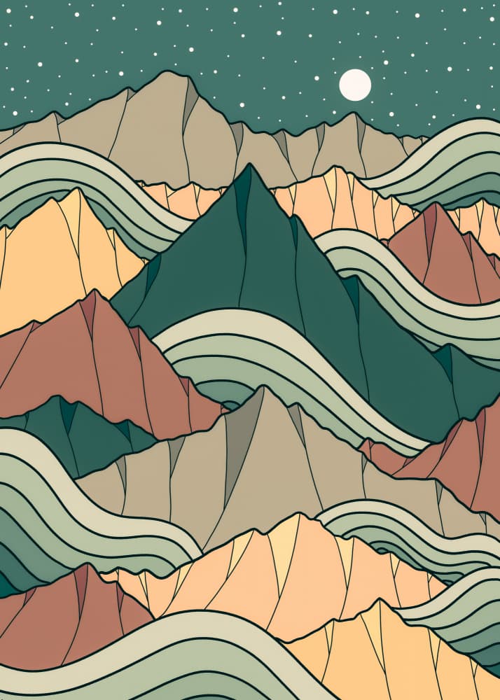 Layered Mountain Night by Stephen Wade — canvas wall art