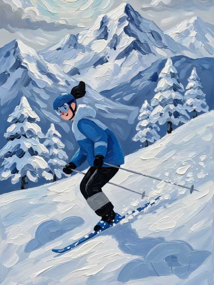 Skiing Mountain Fun by HUGO — canvas wall art