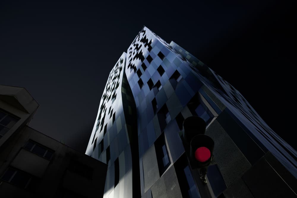 Twisted Tower Red Light by Clas Gustafson PRO — canvas wall art