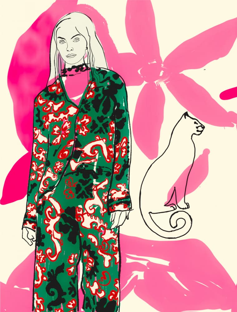 Fashion Woman and Feline by Beate Tubach — canvas wall art
