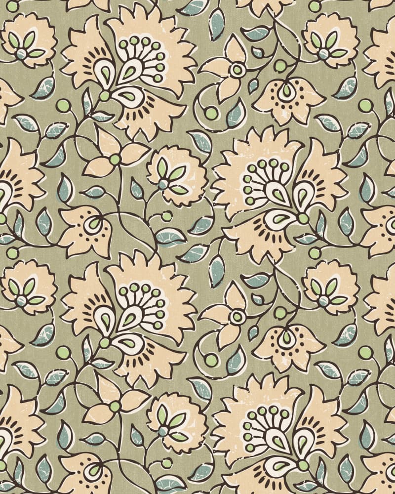 Vintage Green Floral Pattern by Alexandra Weise — canvas wall art
