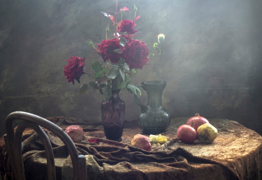 Vintage Roses Still Life by UstinaGreen — canvas wall art