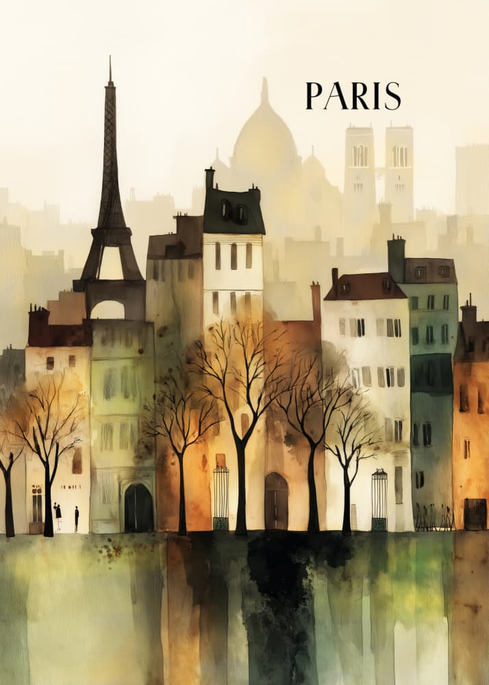 Paris Cityscape Reflections by Justyna Jaszke — canvas wall art