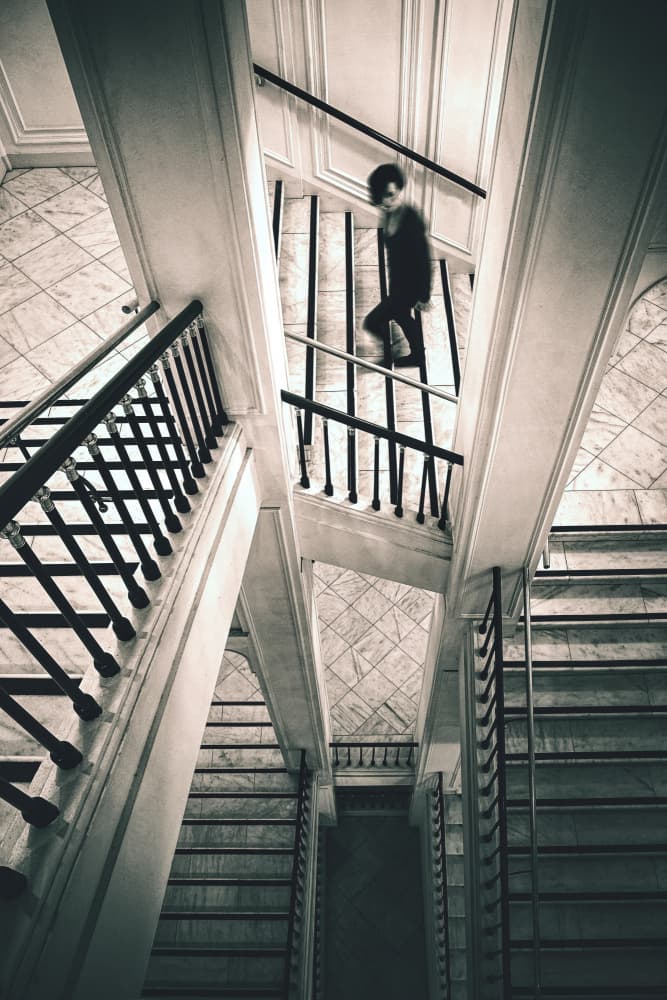 Elegant Staircase Figure by Roberto Parola — canvas wall art