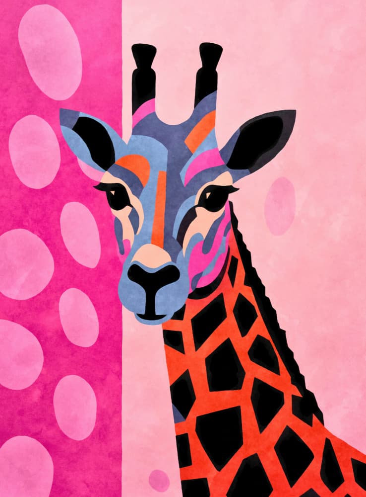 Abstract Pink Giraffe by Andrea Haase — canvas wall art