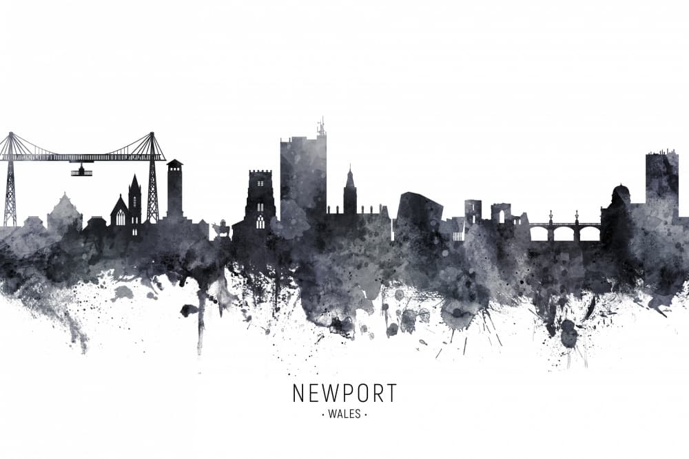 Newport Wales City Skyline by Michael Tompsett — canvas wall art