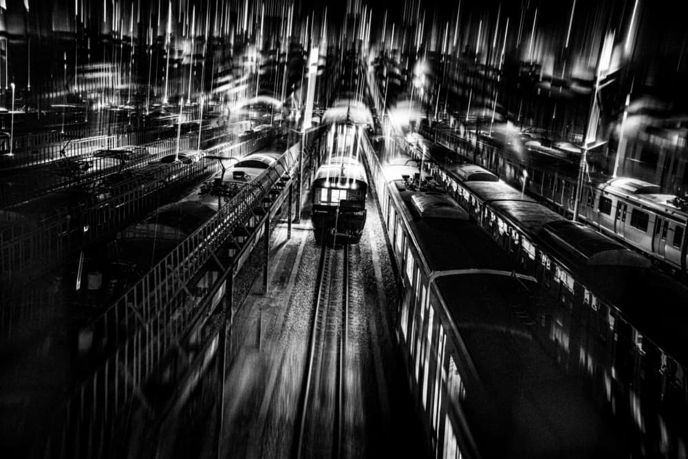 Dynamic Night Trains by Yohei Kawashima — canvas wall art