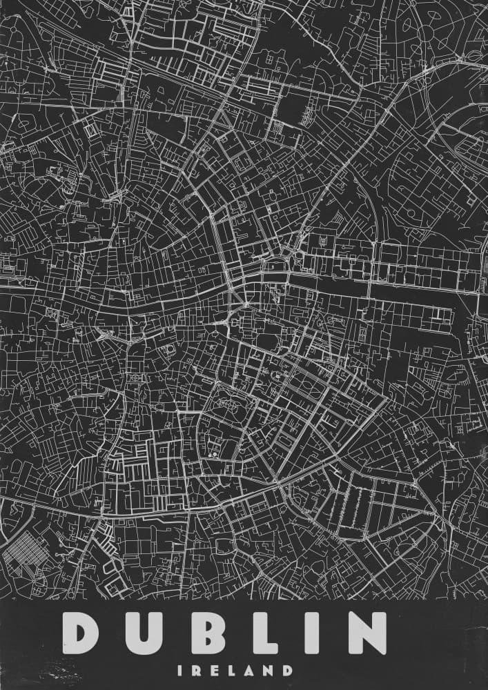 Dublin Ireland Map by Nicholas — canvas wall art